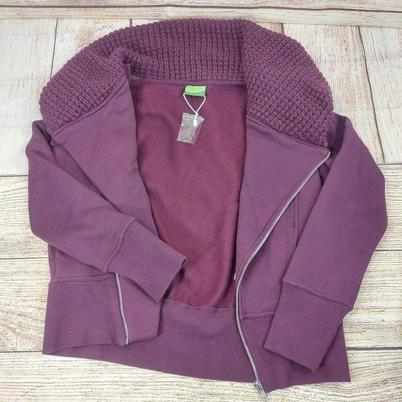 Women Warm Inclined Zipper Sweatshirt Hoodie High Neck Pocketed Jacket Outwear S - Picture 10 of 12